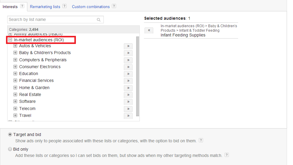 google adwords in market audiences