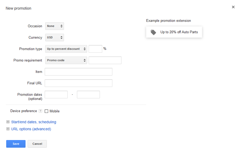 adwords promo extension setup