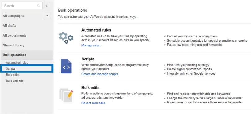 how to set up adwords scripts