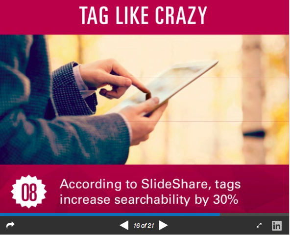 SlideShare marketing use tags to maximize visibility