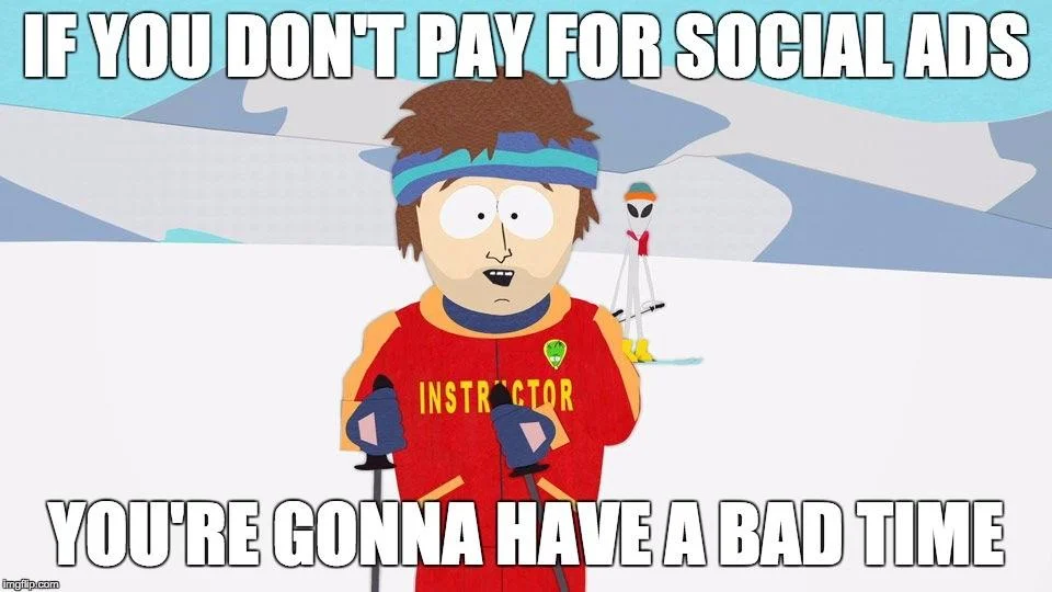 Social media advertising bad time ski instructor meme