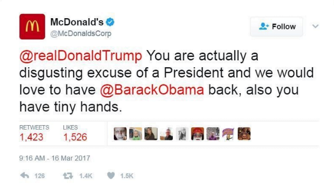 Social media crisis management McDonald's anti-Trump tweet