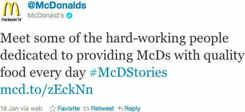Social media crisis management McDonald's McDStories hashtag example