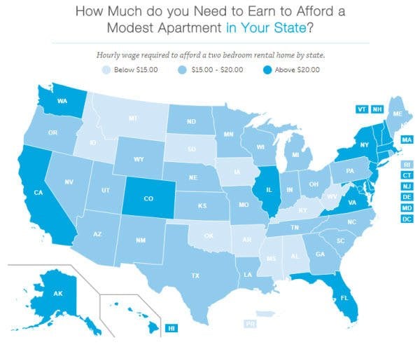 Social media for nonprofits United States rental affordability map by wage