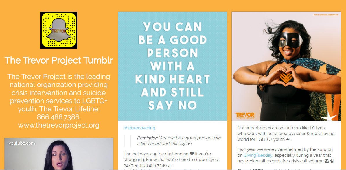 Social media for nonprofits The Trevor Project Tumblr