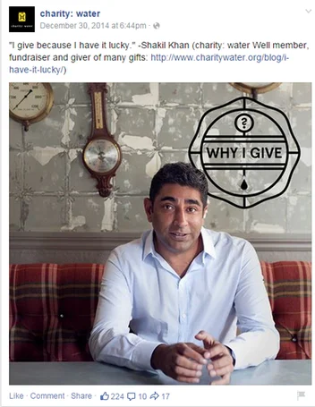 social media marketing plan charitywater facebook post