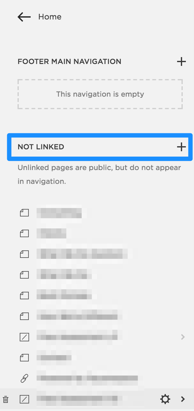 squarespace unlinked page