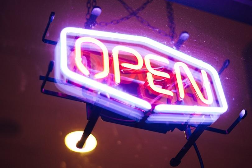 neon "open" sign