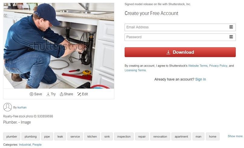 stock photo of plumber