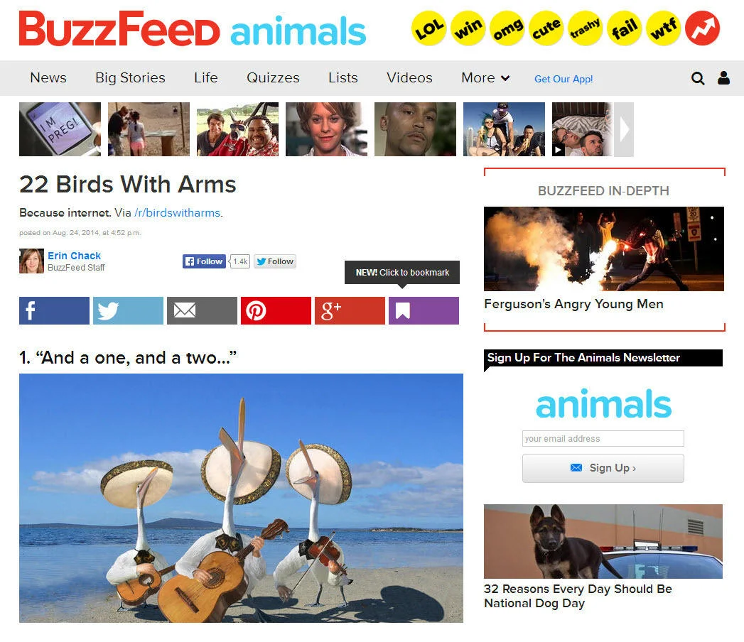 Storytelling in content marketing BuzzFeed screenshot