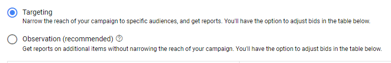targeting audience option