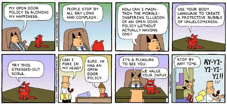 Time management tips Dilbert open office door policy