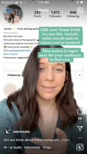 example of instagram reel for business with captions