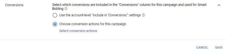 campaign-level conversions option