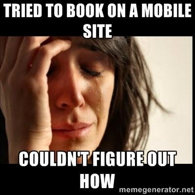 can't book on mobile site