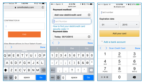 credit card input options