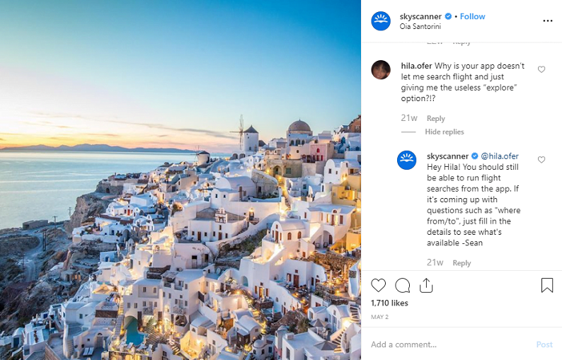 skyskanner Instagram post