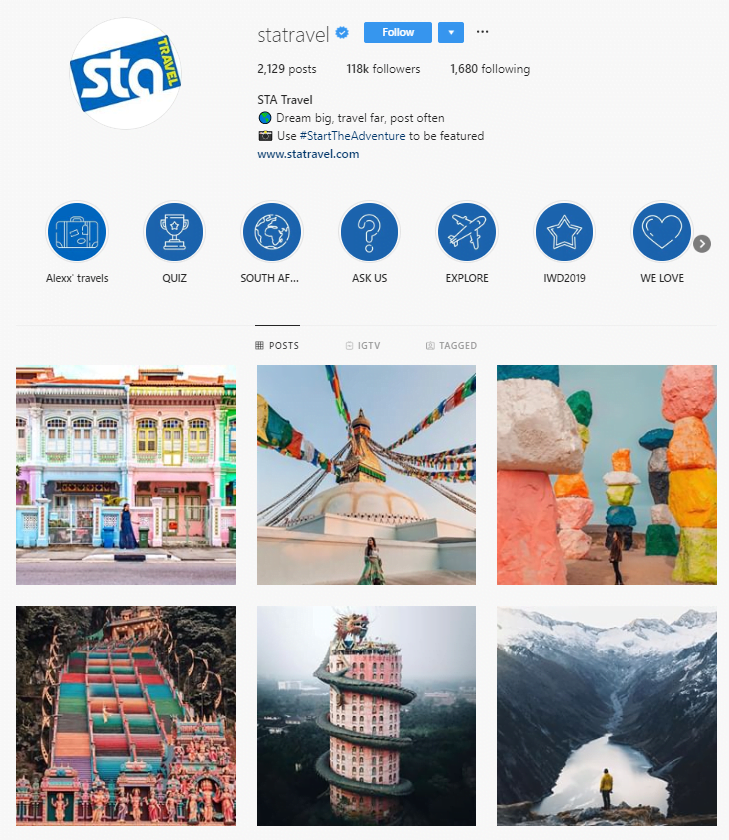 sta travel Instagram feed