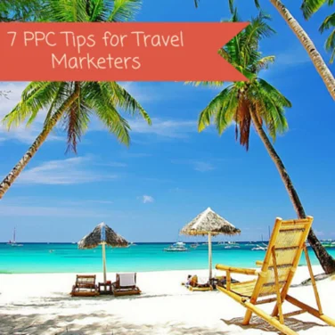 travel marketing image of palm trees and beach