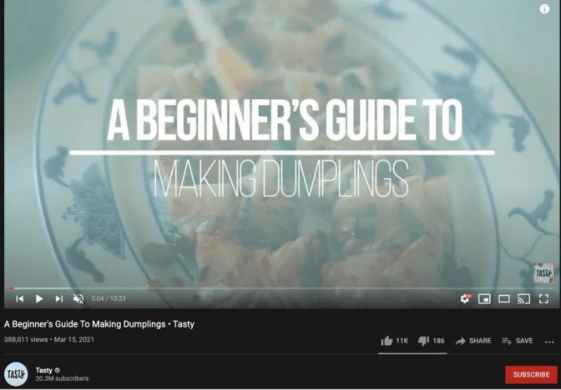 truly exceptional content marketing example tasty's youtube channel