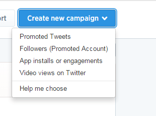 Twitter ads create new campaign