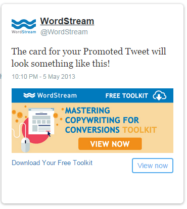 Twitter ads website card