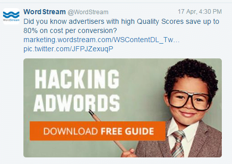 Twitter ad example WordStream