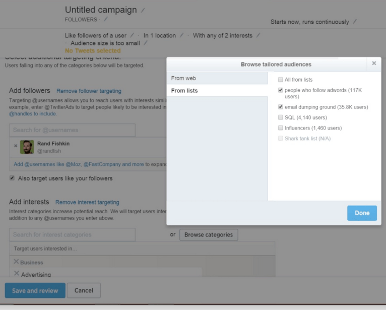 twitter campaign set up
