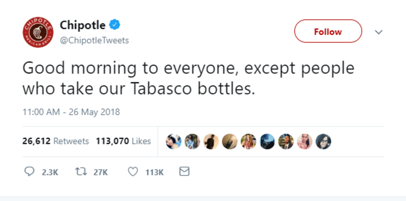 chipotle tabasco bottles twitter brands