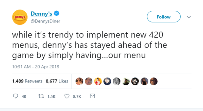 dennys 420 twitter brands