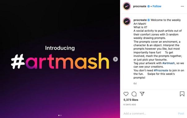 call for user-generated content on Instagram from procreate