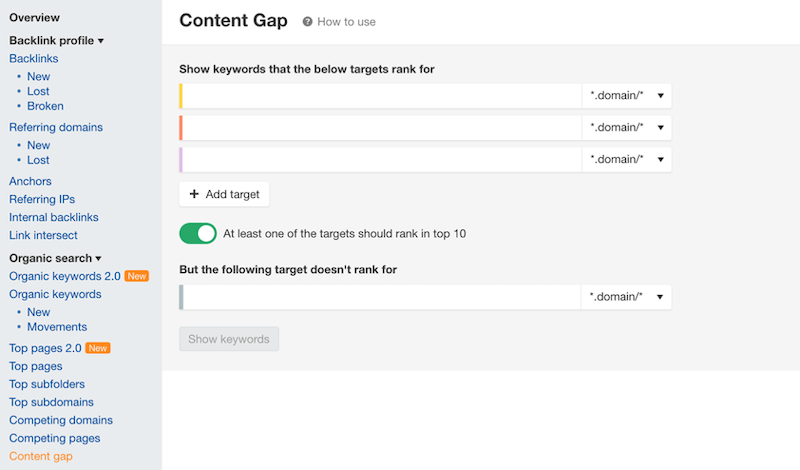 unique-blog-ideas-ahrefs-content-gap