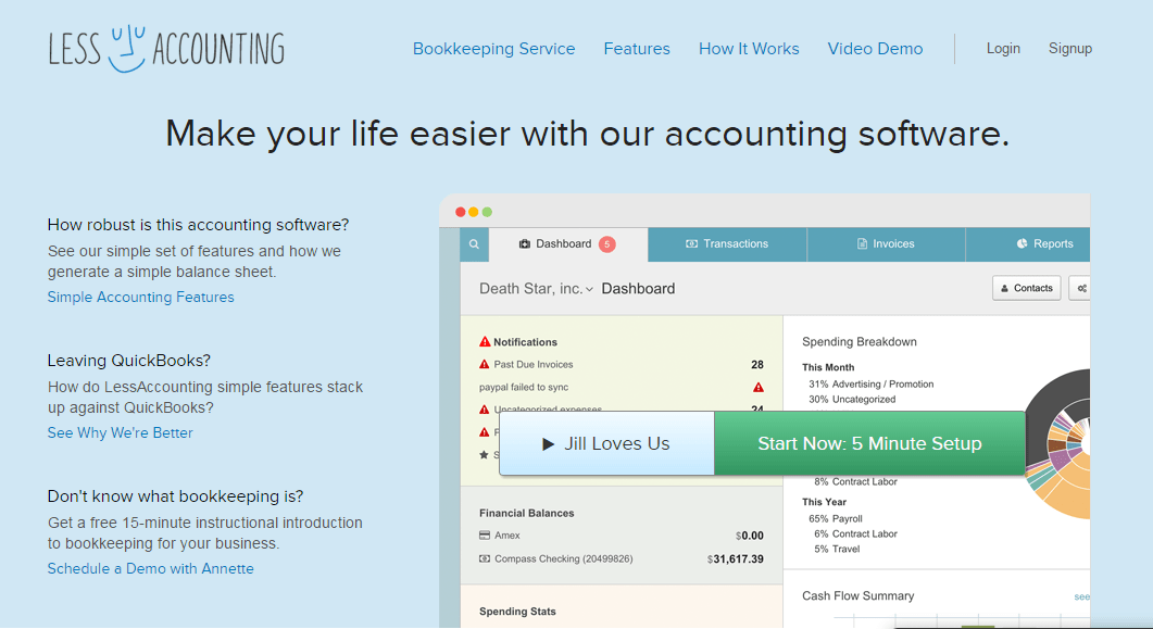 Value proposition examples LessAccounting