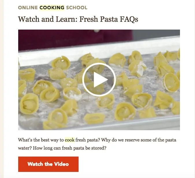 video email image with Fresh Pasta