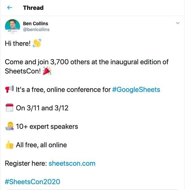 example tweet promoting a virtual event