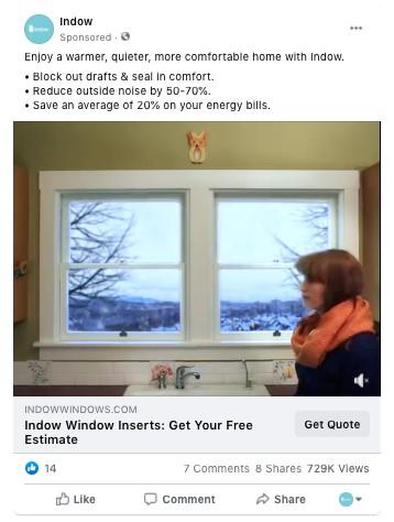 weather-based Facebook ad example for winter with window
