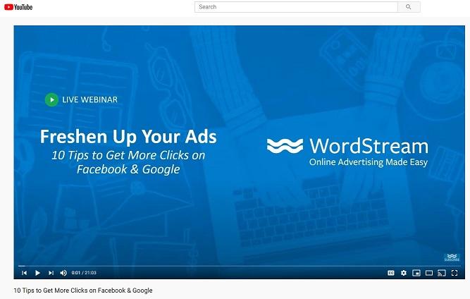 webinar example from WordStream