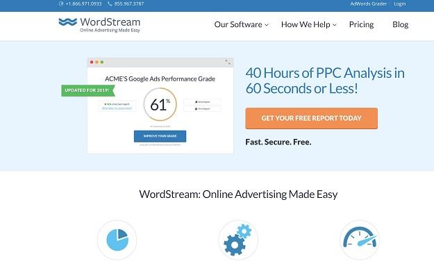 WordStream's website color scheme