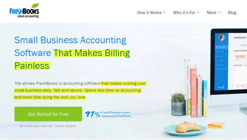 Website copy FreshBooks voice of the customer example