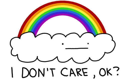 Website copy I don't care rainbow illustration