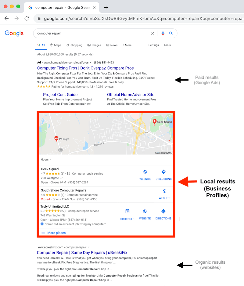 Is Google my business the same as a website?