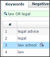 Wikipedia results for law and legal grouped.