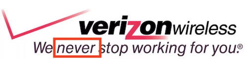 words and phrases for emotional marketing copy—verizon example with "never"