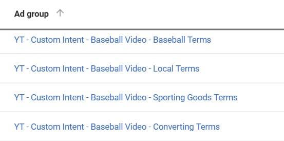 ad groups for custom intent audiences