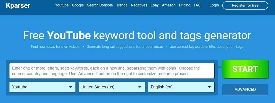 YouTube keyword research tools kparser