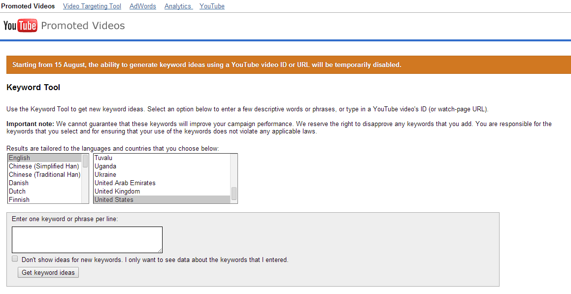 A User’s Guide to the YouTube Keyword Tool