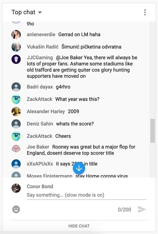 YouTube Live chat