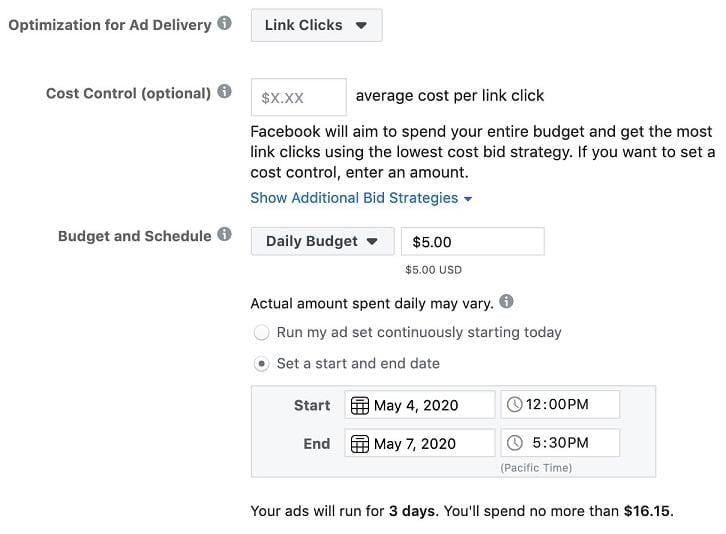 Facebook ad scheduling
