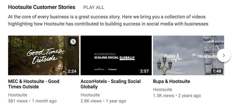 YouTube marketing Hootsuite customer stories