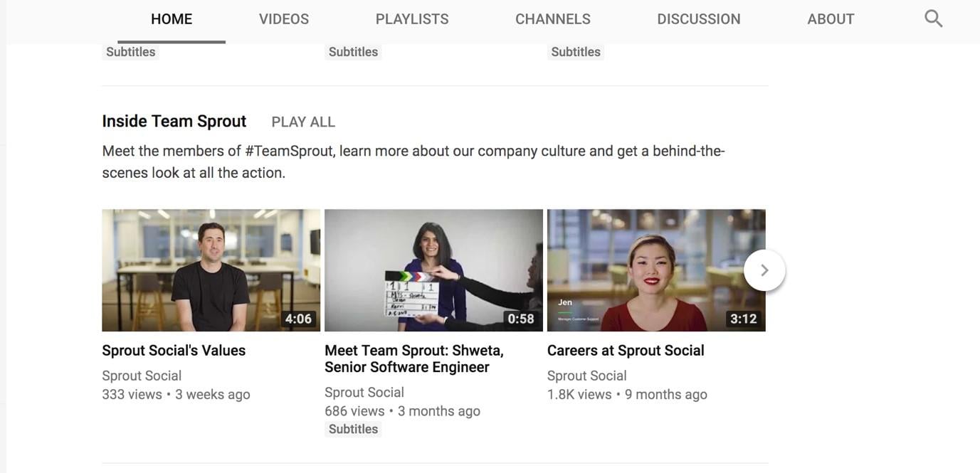 YouTube marketing team sprout